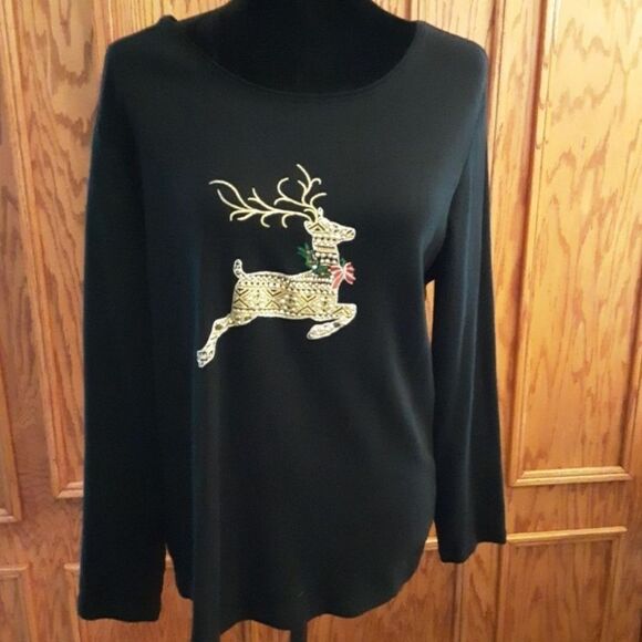KAREN SCOTT Sweater Christmas Elegance Lightweight Size OX - Picture 6 of 13